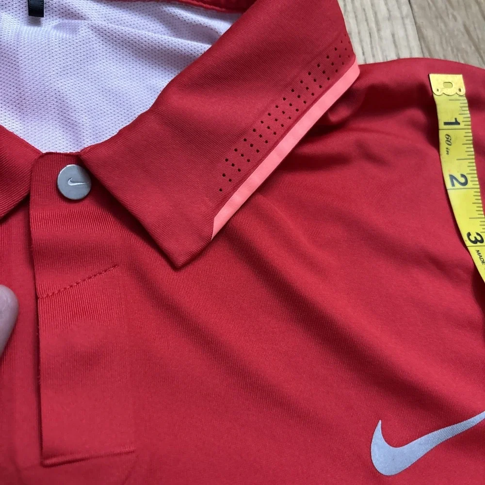 Nike Tiger Woods Golf Polo Shirt XL Snap Red Pink Gradient Vent Collar Stretch